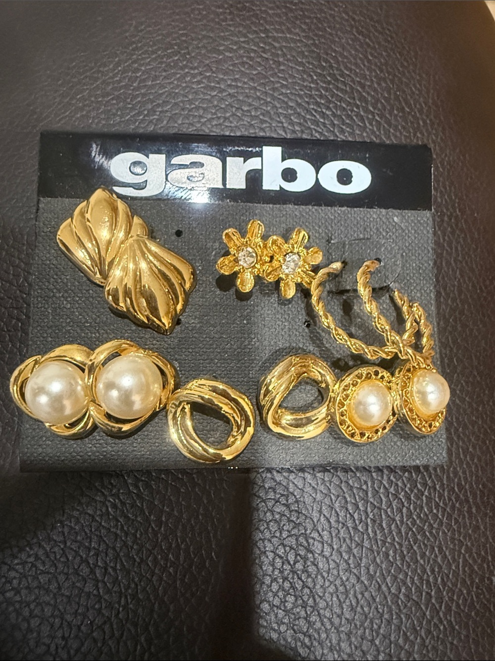 Garbo Gold-Tone Pearl and Floral Earring Set